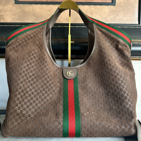 Gucci Giglio Large Dark Brown Suede Tote NYC 5th Ave Exclusive!!! - Picture 6 of 16